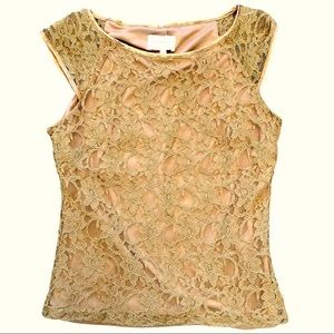 Laundry by Shelli Segal Gold stretch lace tank